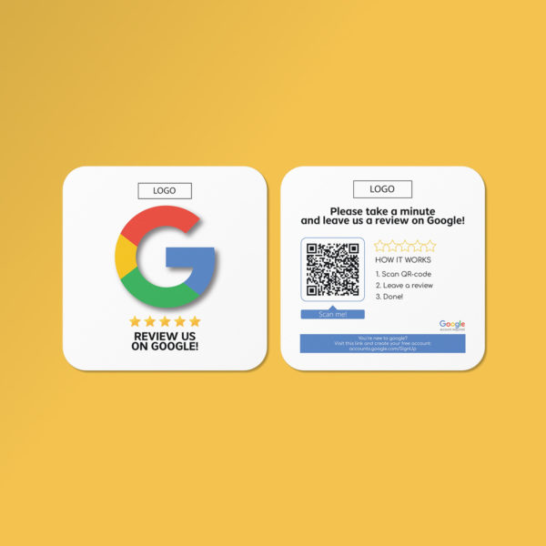 Review us on Google hotel door hanger with Google review QR code