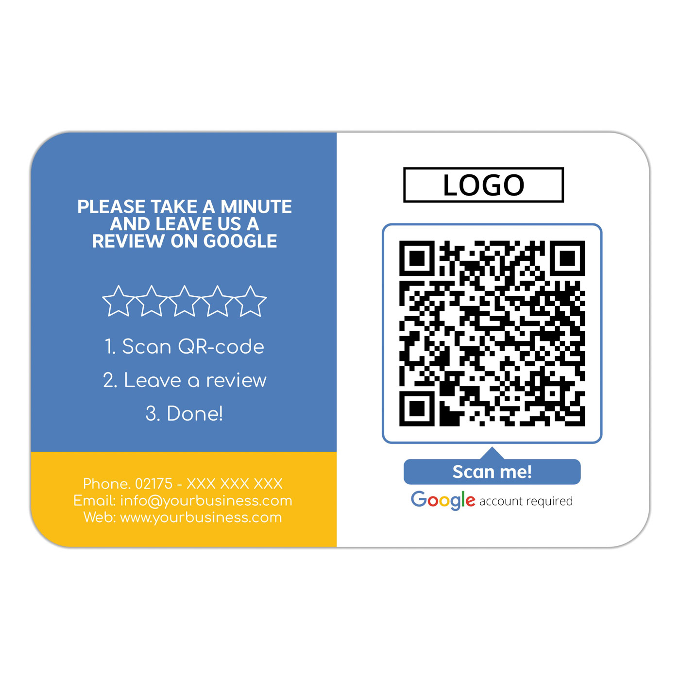 Google Review Business Card Icon with Google Review QR Code