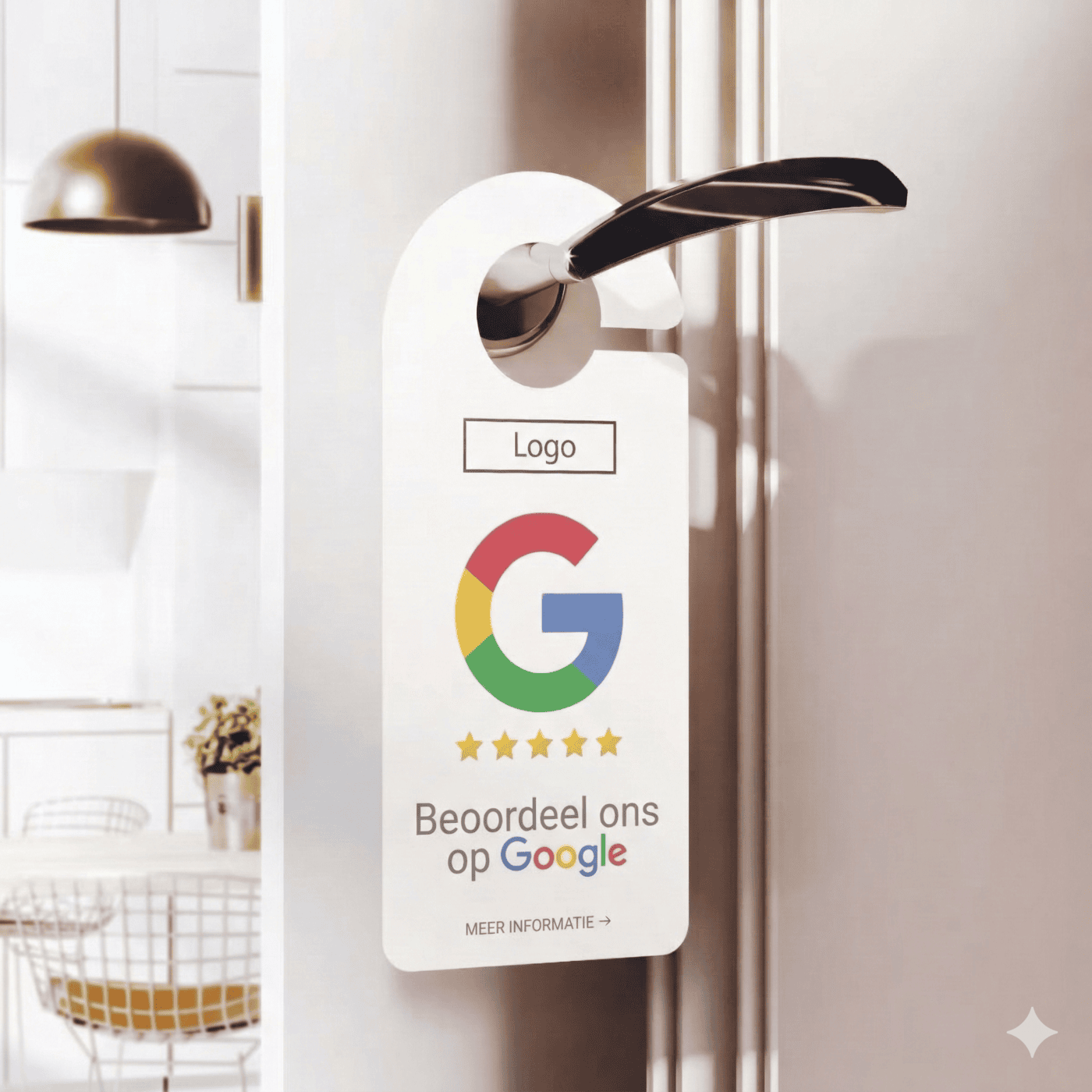 Beoordeel ons op Google hoteldeurhanger met Google recensie QR code Beoordeel ons op Google hoteldeurhanger met Google recensie QR code - Afbeelding 1