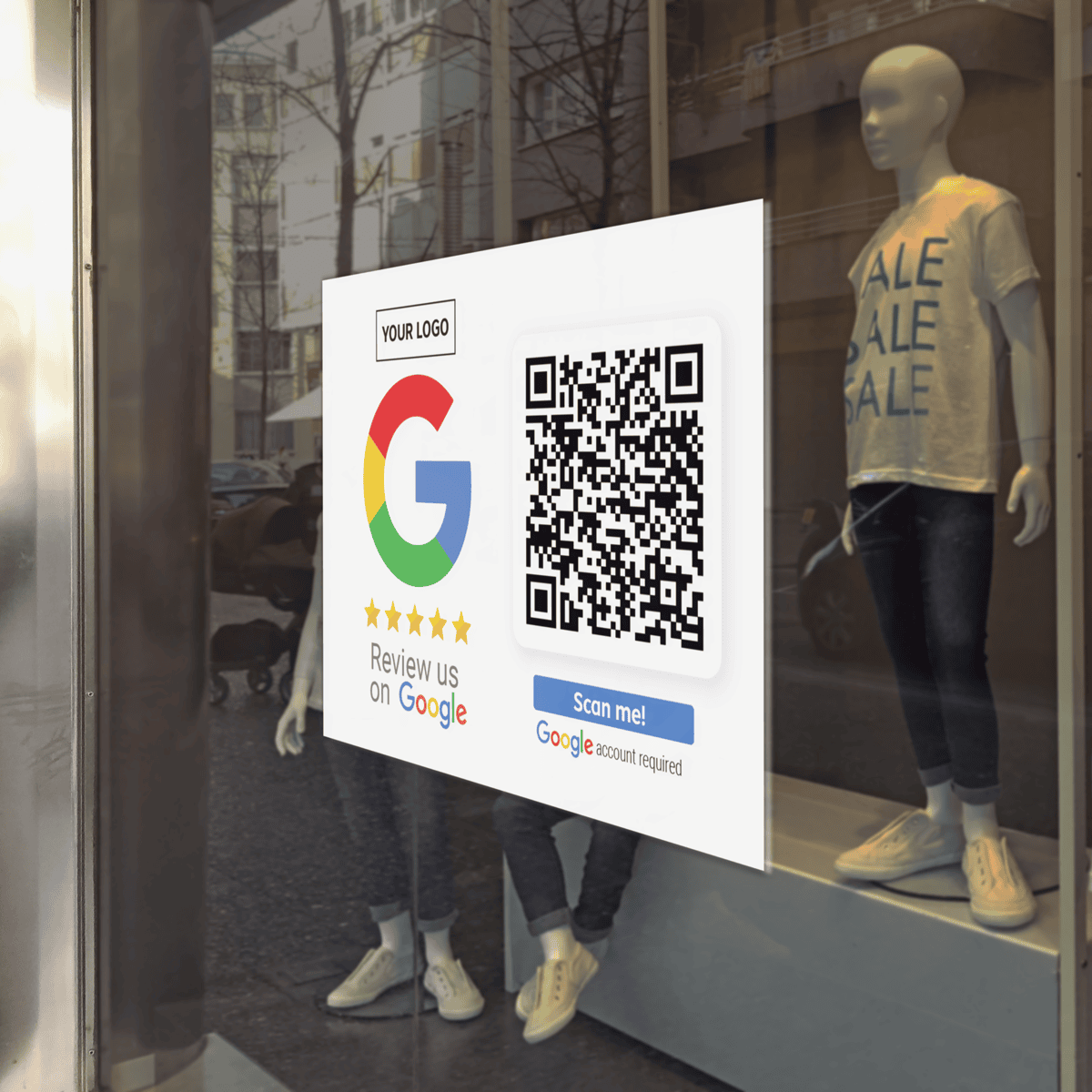 fensteraufkleber-3-12-1.png Review us on Google Sticker with QR code rectangle with Google Review QR Code - Image 1