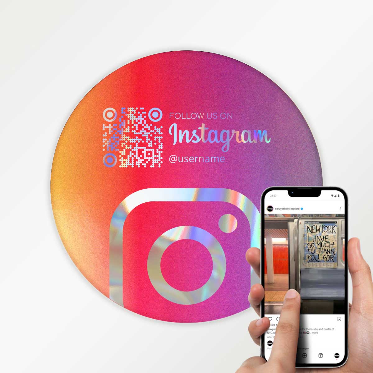 holo-sticker-icon-phone-3.jpg **Instagram QR-kodeklistermærke "Iconic" - Hologram Edition** - Billede 1