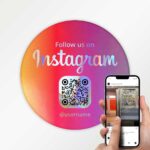 Instagram QR-kodeklistermærke "Følg os" – rund (hologramudgave)